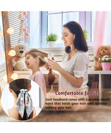 5pcs Chiffon Bowknot Hair Accessories | Vintage Hair Scarves & Ponytail Holders for Women & Girls | 2-in-1 Scrunchy Ties - Buy Online on GoSupps.com