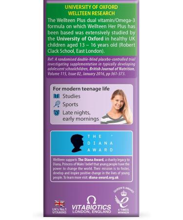 UK's Well Teen Her Plus Omega-3 - Advanced Nutritional Support for Teenagers and Young Women Ages 13-19 - 56 Tablets and Capsules - Buy Online on GoSupps.com