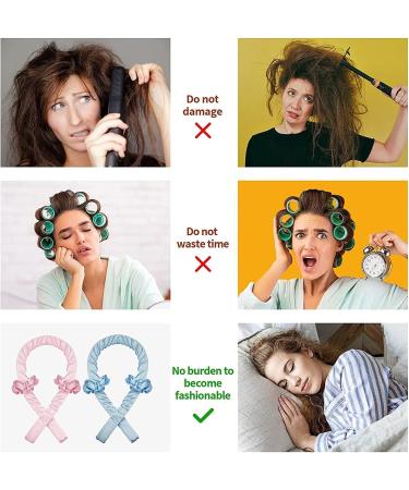 HMMJ Women Heatless Curling Rod Headband No Heat Curl Silk Ribbon with Hair Clips and Scrunchie Sleeping Hair Rollers DIY Hair Styling Tools Kit for Soft Headband Wave Formers Hair Curlers 21 - Buy Online on GoSupps.com