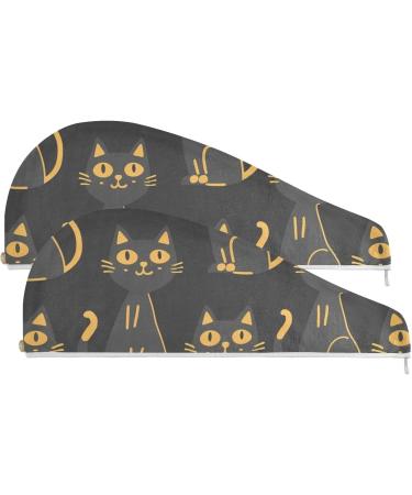 Buy Gold Grey Cat Hair Towel 2 Pack | Super Absorbent Quick Dry Hair Turbans for Women & Girls - Buy Online on GoSupps.com