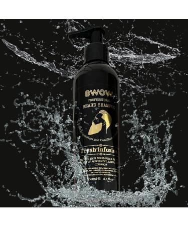 BWOW Professional Beard Shampoo for Men - Vegan Natural Cleanser with Peppermint, Lemon, & Cinnamon - 250ml - Buy Online on GoSupps.com