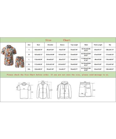 BEUU Cotton Linen Hawaiian Set - Summer Short Sleeve Shirt and Boho Shorts - Orange Large - Buy Online on GoSupps.com