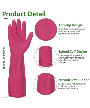 Watunid Reusable Long Rubber Kitchen Gloves - 3 Pairs Waterproof Dishwashing & Cleaning Gloves for Home Bathroom & Car (Medium Size) - Buy Online on GoSupps.com