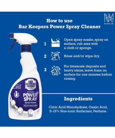 Multi-Pack Stain Remover Power Spray - Multi-Surface Cleaner Includes Original Bar Keepers Friend Universal Stain Remover Spray Cleaning Pad Microfibre Cloth - Removes Grease Grime Limescale (3PK) - Buy Online on GoSupps.com