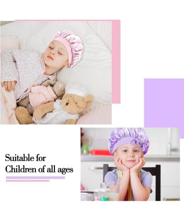 Arqumi Silk Satin Bonnet for Kids 2Pcs - Pink & Purple Night Cap for Toddler/Child/Teens - Buy Online on GoSupps.com