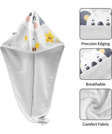 Cartoon Koala Face & Star Hair Towel 2 Pack | Super Absorbent Quick Dry Hair Turbans for Women & Girls - Buy Online on GoSupps.com