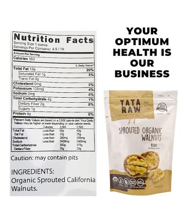 Organic Sprouted Walnuts - Plain, Raw & Air Dried - 1 lb Pack - TATA RAW - Buy Online on GoSupps.com