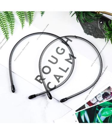 3 Pack Unisex Metal Headbands - Black Spring Wavy Nonslip Hair Bands for Men & Women | Sports Fashion Headwear - Buy Online on GoSupps.com