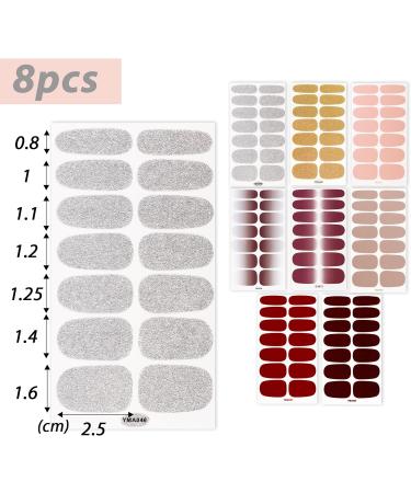 8 Sheets Glitter Full Wraps Nail Stickers Pure Colour Nail Polish Sticker Glitter Self-Adhesive Waterproof Nail Art Decals Manicure Nail Tips DIY Nail Decorations for Women Girls Nail Design - Buy Online on GoSupps.com