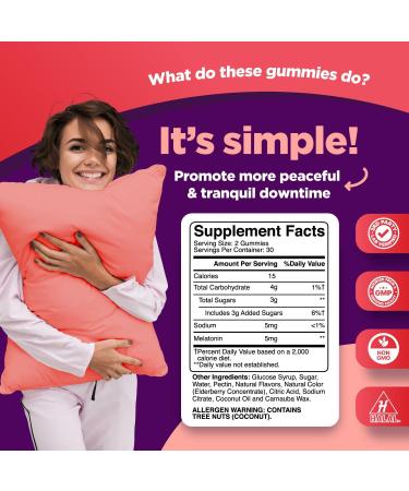 Melatonin Gummy Vitamins Sleep Supplement - Natural Adult Melatonin Gummies 5mg Deep Sleep Supplement - 5mg Mood Support Restful Gummies and Nighttime Immunity - Buy Online on GoSupps.com