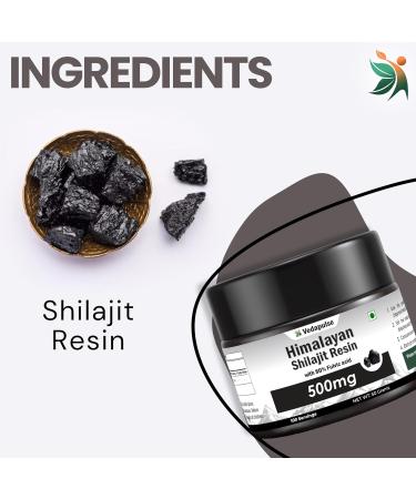 Vedapulse Himalayan Shilajit/Shilajeet Resin - 500mg | 80% Fulvic Acid | Pure & Natural | Potent Ayurvedic Supplement for Energy Stamina & Vitality - Buy Online on GoSupps.com