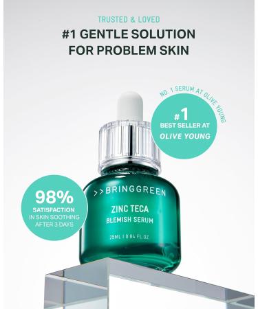 BRING GREEN ZINC TECA Serum with Niacinamide | Soothing Face Serum for Sensitive Skin Pore Minimizing & Hydrating | Korean Skincare for Breakouts & Uneven Texture Tea Tree 0.85 Fl Oz (Pack of 1) - Buy Online on GoSupps.com