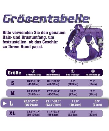 Rabbitgoo Tactical Dog Harness for Large Dogs - Adjustable Durable with Handles & Metal Buckles - Perfect for Hiking (L Purple) - Buy Online on GoSupps.com