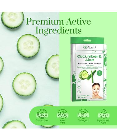 CLAIR BEAUTY Cucumber & Aloe Hydrating Under Eye Mask Patches - Moisturizing Toning & Rejuvenating | Reduces Fine Lines & Wrinkles | Reduces Dehydration & Puffiness | Made in Korea - 5 Pairs - Buy Online on GoSupps.com