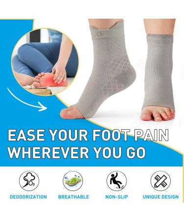 4 Pairs Neuropathy Toeless Compression Socks for Plantar Fasciitis Support - Ankle Brace for Pain Relief and Anti-Slip Foot Support - Gray S - Buy Online on GoSupps.com