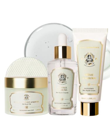 CHALLANS de Paris Aurora Trio - Facial Pads Ampoule Cream for Skin Repair Soothing Korean Skin Care