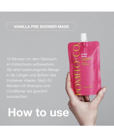Pom lo Co Pom lo+Co Vanilla Boost caring preShower hair mask Ultra Repair hair treatment with vitamin E coconut and almond oil intensive hair care for women for more shine moisture and healthy hair 100 ml 1er Pack - Buy Online on GoSupps.com