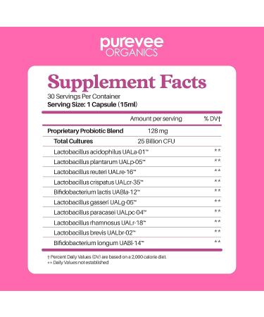 Purevee Organics Vaginal Probiotics for Women - 10 Essential Strains for Vaginal Health, pH Balance & UTI Prevention - 30 Capsules - Buy Online on GoSupps.com