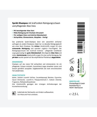 Horse Care24 Mild Horse Shampoo Spray - pH Neutral Silky Gloss & Healthy Hair - Available in 0.5L 1L 2.5L 5L & 10L Canisters for Optimal Horse Care - Buy Online on GoSupps.com