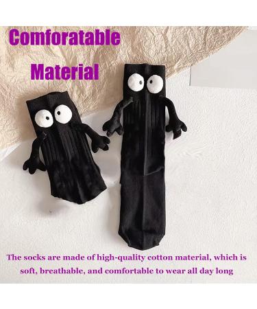 Innovative INHLUGLK Couple Magnetic Hand Holding Funny Socks | White Mid-Tube 3D Doll Design - Buy Online on GoSupps.com