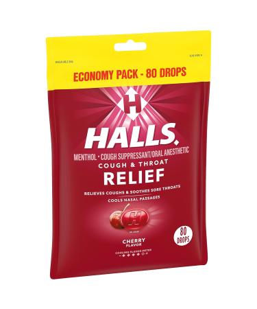 HALLS Relief Cherry Cough Drops Economy Pack 12 Packs of 80 Drops (960 Total Drops) 80 Count (Pack of 12) - Buy Online on GoSupps.com