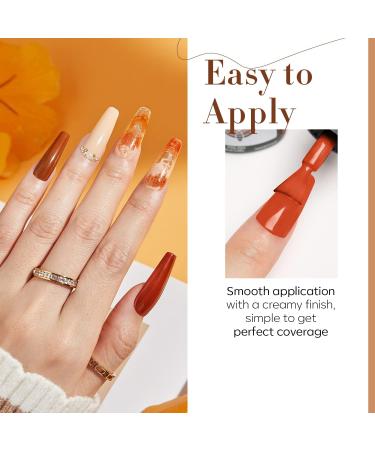 modelones Nail Polish Set Fall Winter 6 Colors Nail Polish Kit Gold Glitter Brown Quick Dry Nail Polish Manicure DIY Nail Art Salon Home Gift For Women - Buy Online on GoSupps.com