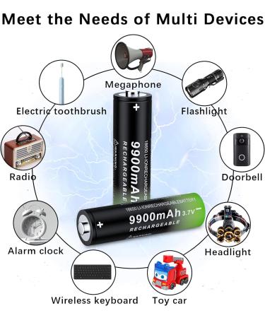 Buy 18650 Rechargeable Battery 8 Pack - 3.7V 9900mAh Li-ion for Flashlights & Headlamps - International Shipping - Buy Online on GoSupps.com