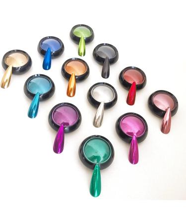 Chrome Nail Powder Set - Metallic Mirror Effect Holographic Chameleon Pigment for Gel Nails - 12Jars - Buy Online on GoSupps.com