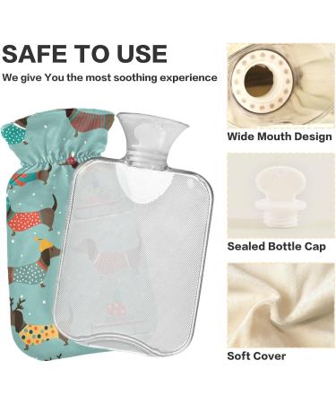Hot Water Bottle with Dachshund Cover | 2L Heating Bag for Pain Relief & Hand Warming - Buy Online on GoSupps.com