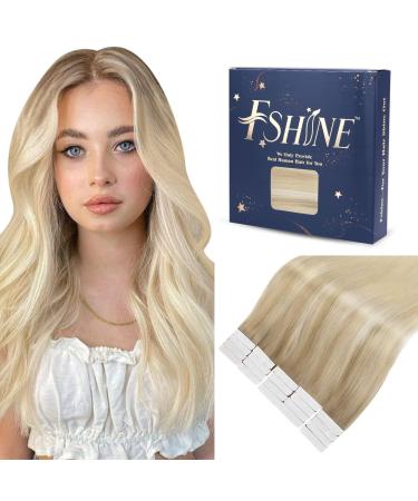 FSHINE TAPE in Extensions real hair hair extension blonde 30cm 30g balayage blonde nat rlich ombre human tape in extensions real hair short invisible blonde smooth hair 20 pieces #18/26/60 4.tape #18/26