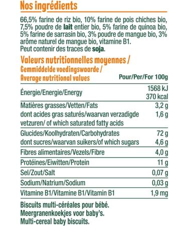 GOOD GO T - Les Carr s Mango - Baby Biscuits - From 8 Months - Gluten Free - No Added Sugars* - Resealable Bags - 7x50g - Buy Online on GoSupps.com