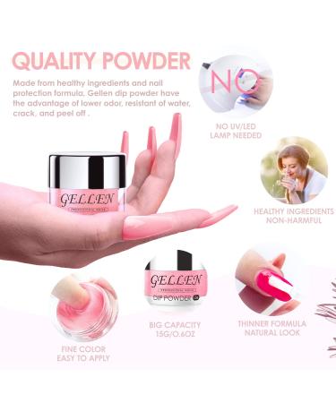 Gellen Dip Powder Nail Kit - 6 Color Acrylic Starter Set with Top & Base Coat, Clear Dipping Powder Liquid - DIY Manicure Kit for Home/Salon Nail Art - Gentle Nudes - Buy Online on GoSupps.com
