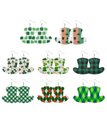 Feyley earrings 8 pairs of iric hat shape dangle earring hat trailer hook earring patricks festival women jewelry gift decor patrick's day