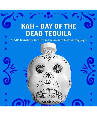 KAH Tequila Blanco - Day of the Dead Decorated White Bottle - 100% Blue - 40% vol 70 cl (700ml / 0.7 Litre) + Agave Lemon Tonic Water- 200mlx24 Tonic Water Bottles - Buy Online on GoSupps.com