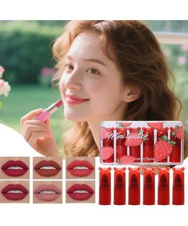 6 Pieces Cute Lip Gloss Lip Stick Strawberry Shape Lip Stick | Lip Products Collection | For Beginners Family Passionate Friends Women Beauty Daily Office - Buy Online on GoSupps.com