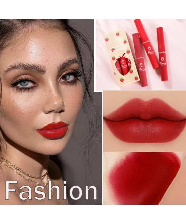 3 Colors Matte Liquid Lipstick Set Nude Velvety Long Lasting Non-Stick Cup Long Lasting Waterproof Lipstick Matte Lipstick Gift for Women - Buy Online on GoSupps.com