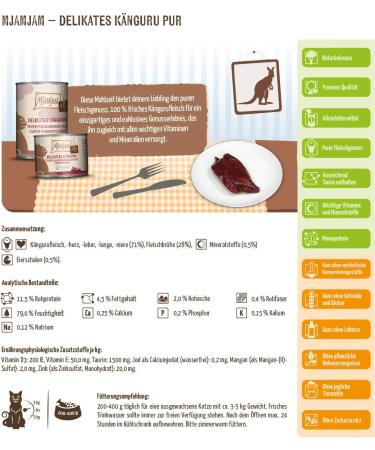 Mjamjam Premium Wet Cat Food - Grain Free Kangaroo - Pure Meat Delight (6 x 200g) - International Shipping Available - Buy Online on GoSupps.com