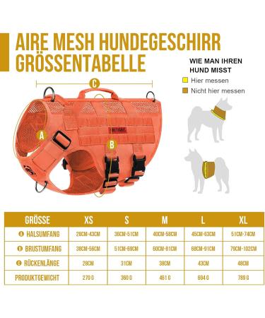 Oneigris No-Pull Dog Harness - Adjustable Aire Mesh Comfort Vest for Large/Medium Dogs | Ultra Breathable & Safe with 2 Handles - Size M (Neck: 40-58cm Breast: 60-81cm) - Orange - Buy Online on GoSupps.com