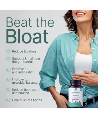 Menopause Bloating Relief | Digestive Enzymes + 10 Active Ingredients | Constipation Relief & Gut Health | Vegan & Allergen Free | 1 Month Supply - Buy Online on GoSupps.com