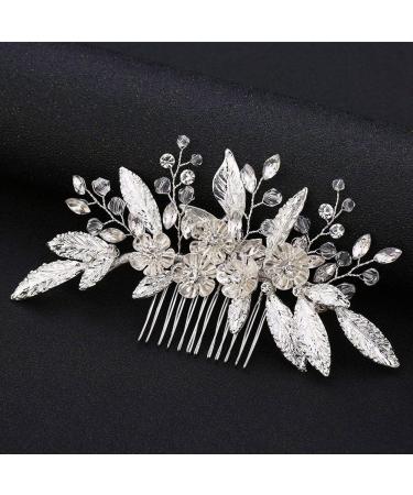 Sujhyrty Bride Leaf Bridal Hair Comb Pearl Wedding Hair Piece Rhinestone Hair Accessories for Women and Girls - Buy Online on GoSupps.com