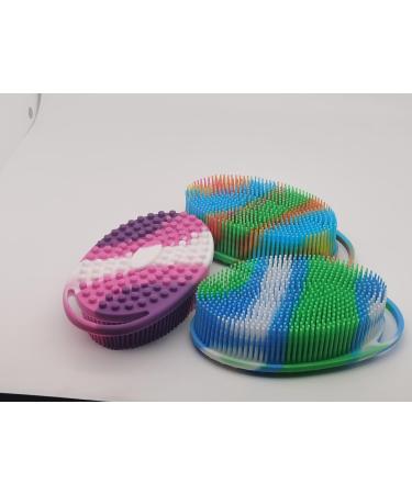 Silicone Body Scrubber Exfoliating Brush for Kids and Adults - Soft Bath Shower Scrubber - 3 Pack - Buy Online on GoSupps.com