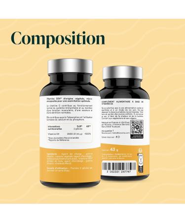 NOVOMA Vitamin D3 2000 IU/d Natural Vitamin D Micro-Encapsulated - High Absorption Immune System Bone & Muscle Health 2 Month Cure 120 Capsules Made in France - Buy Online on GoSupps.com