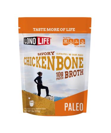 LonoLife - Chicken Bone Broth Powder - 10g Collagen Protein - Grass-Fed, Gluten-Free - Keto & Paleo Friendly - 8 oz Container - 15 servings (Equal to 150 ounces of broth) Packaging May Vary Chicken Bone Broth 8 Ounce (Pack