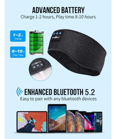 Musicozy Bluetooth 5.2 Sleep Headphones 3D Sleep Mask Sports Headband Pack of 2 - Buy Online on GoSupps.com