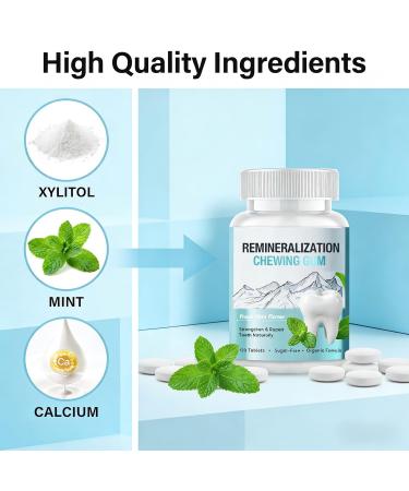 Remineralizing Gum with Hydroxyapatite Hydroxyapatite Gum for Teeth 120 Count Sugar Free Enamel Strengthening & Remineralization Tablets for Enamel Repair & Fresh Breath Non-GMO - Buy Online on GoSupps.com