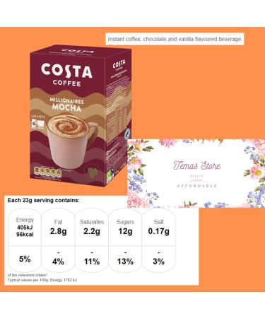 Temas Costa Coffee Instant Coffee Sachets Bundled With Reusable Coffee Cup Sleeves & Coffee Stirrers | Millionaire Mocha | Coffee Gifts (Millionaire Mocha) - Buy Online on GoSupps.com