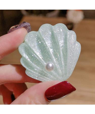 Green Shell Pearl Starfish Hair Clip Set - Acrylic Resin Alligator Clips for Women and Girls | Stylish Hair Accessories - Buy Online on GoSupps.com