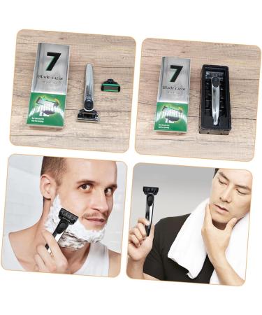 Magiclulu Professional Double-Edged Razor Set Metal Handle Haircut & Eyebrow Trimmer for Men | Premium Shaving Tools - Buy Online on GoSupps.com