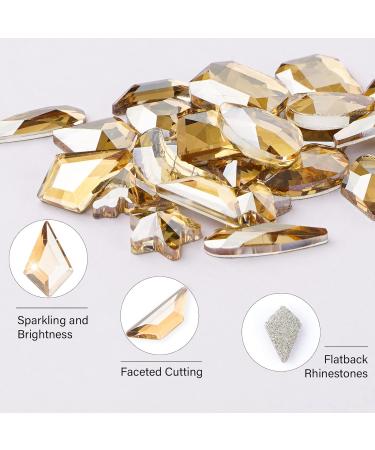 Canvalite 1820Pcs Champagne Rhinestones Nail Gems | 12 Styles 3D Glass Crystals | Nail Rhinestones with Rhinestones Picker & Tweezers | Multi Shape Flatback Face Gems for Nail Art - Buy Online on GoSupps.com