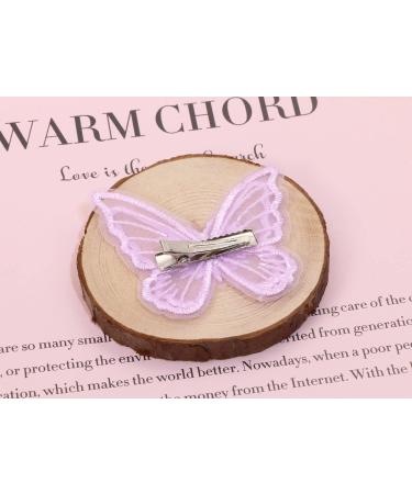 6Pcs Lace Embroidery Flower Butterfly Hair Clips | Wedding & Halloween Accessories (Light Purple) - Buy Online on GoSupps.com